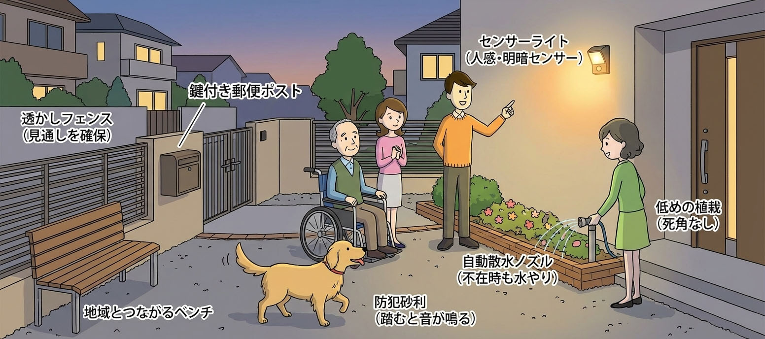 防犯に優れた庭